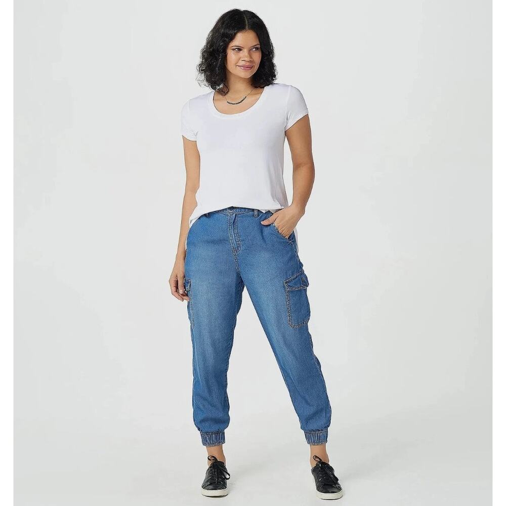 Womens Cargo Joggers Pants 2 High-Rise Lyocell Crop Lightweight Comfy‎ Y2K